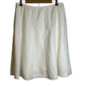 Soft Surroundings Linen Skirt Raw Hem Lined Bohemian Church Minimalist White New